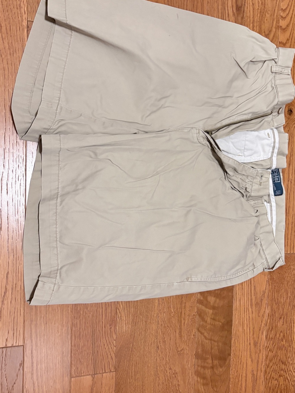 Ralph Lauren Khaki Flat-Front Cotton Blend Shorts